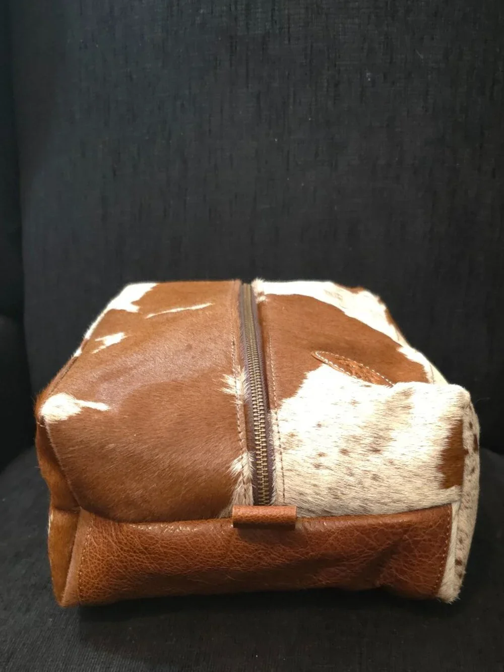 F.H. Wadsworth Men's Brindle Cowhair on Hide and Leather Shoe Bag